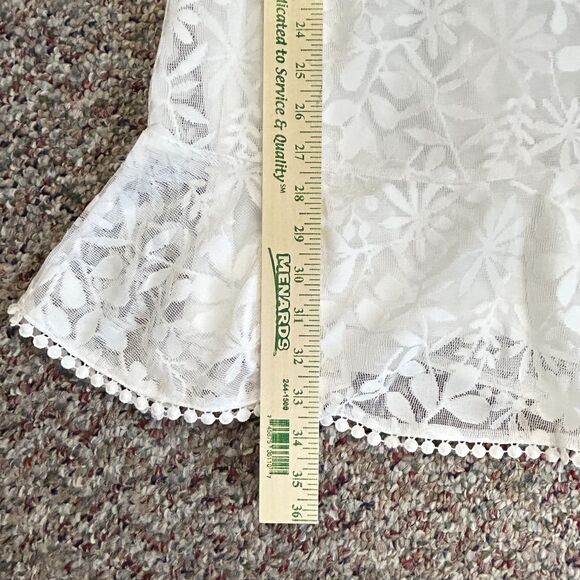 Hello Molly White Pinafore Floral Mesh Lace Open Back Mini Dress Size S - Picture 9 of 16